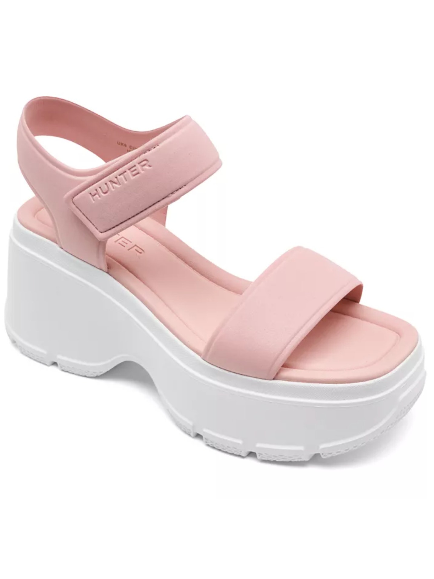 Hunter Abel Platform Wedge Heel Sandal Square Toe Pink White Women's 9 New